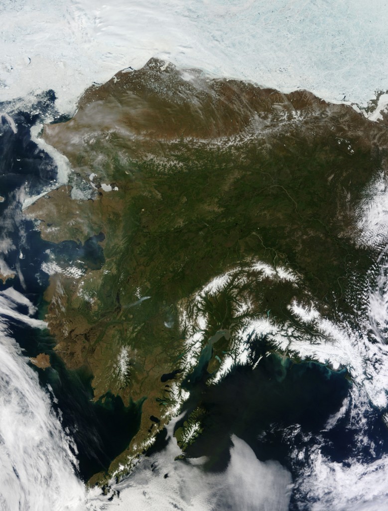 NASA Records Rare Clear View of Alaska - Image Credit: NASA/Jeff Schmaltz, LANCE MODIS Rapid Response Team, NASA GSFC