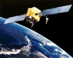 One in the constellation of 24 GPS satellites that transmits radio signals to Earth from 11,000 miles in space. One in the constellation of 24 GPS satellites that transmits radio signals to Earth from 11,000 miles in space - NOAA Photo