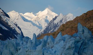 Sunrise on the Fairweather Mountain peaks over the Margerie Glacier - Photo by NPS